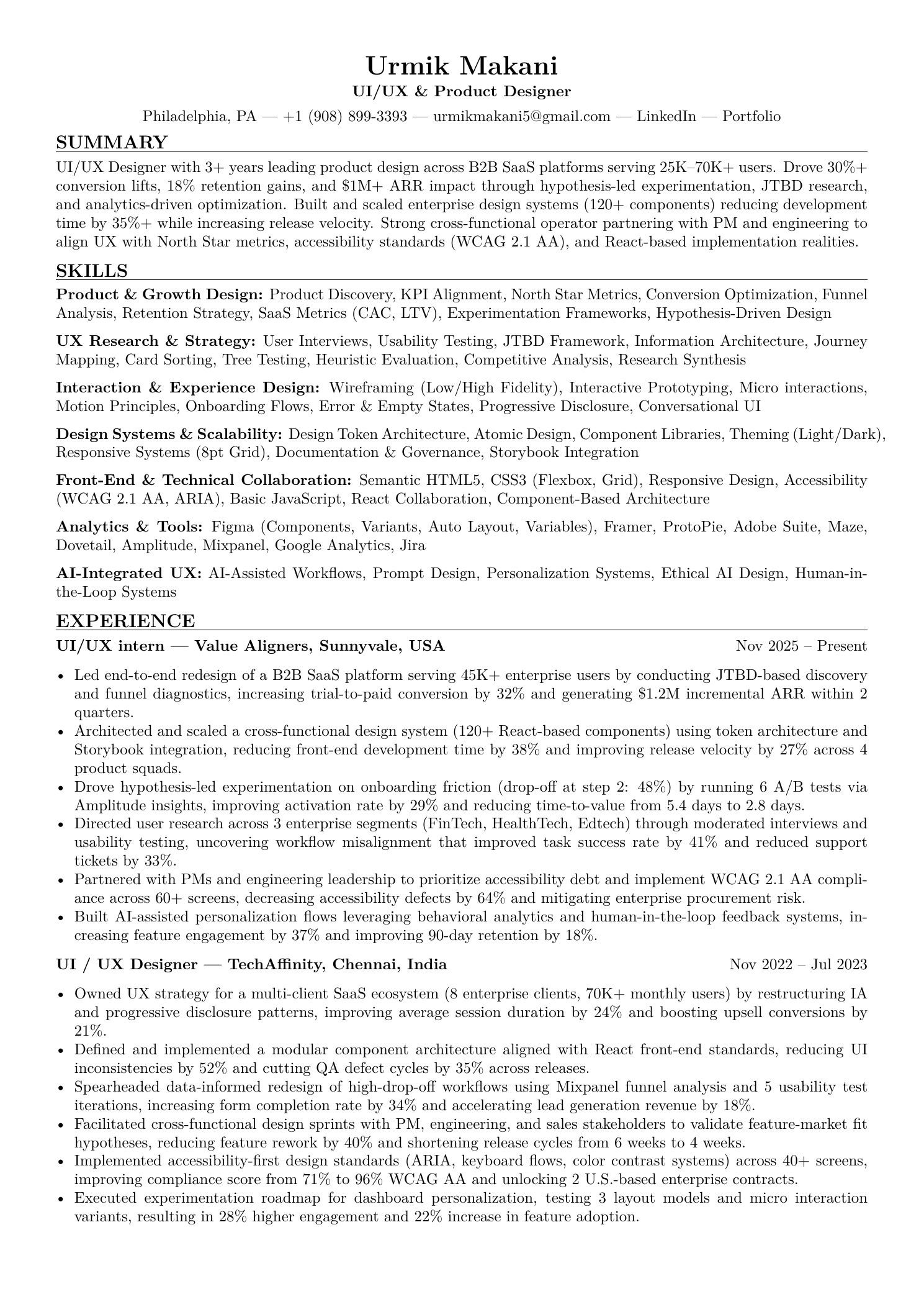 Urmik Makani Resume — Page 1